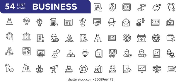 Coleção de Ícones Simples Financeiros - Conjunto de ícones da Web Bi-color Estilo Plano Azul. Conjunto completo de ilustrações vetoriais empresariais