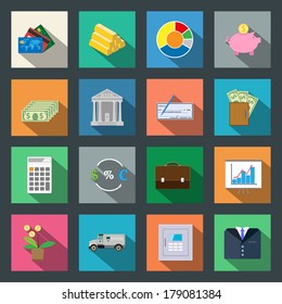 Finance flat icons set