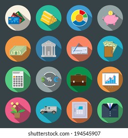 Finance flat icons set