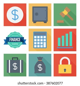 finance flat icons set