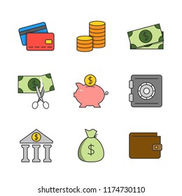 Finance flat line icons