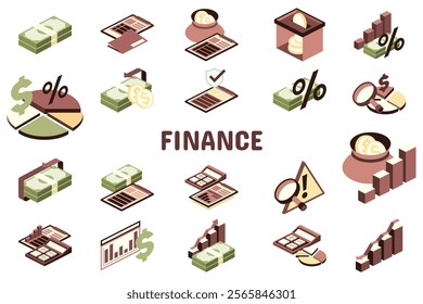 Finance Flat Vector Illustration Icon Sticker Set Design Materials