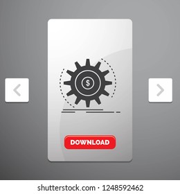 Finance, flow, income, making, money Glyph Icon in Carousal Pagination Slider Design & Red Download Button