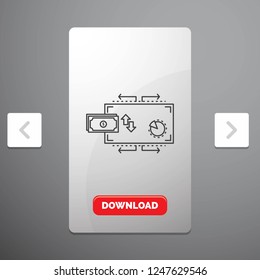 Finance, flow, marketing, money, payments Line Icon in Carousal Pagination Slider Design & Red Download Button