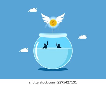 Finance and freedom concept. The coin flew out of the prison. vector 