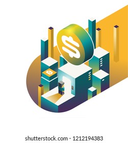 Finance freedom gateway. flat trendy illustration