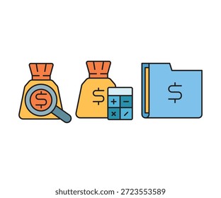 Iconos de finanzas y fondos conjunto de Ilustración vectorial