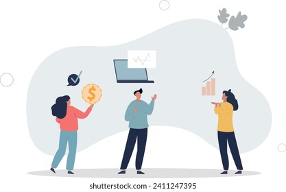 Finance fundamentals with business profit analysis.Company financial data calculation with statistics graph and diagram.flat vector illustration.