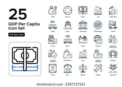 Finance and GDP Analysis. Economic Growth, Market Trends, and Statistical Charts. Vector Illustration.