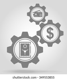 finance gear mechanism concept vector illustration isolated on gray background