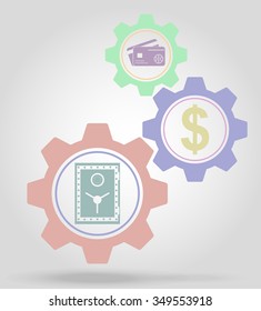 finance gear mechanism concept vector illustration isolated on gray background