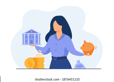 Finance girl balance illustrator bank save