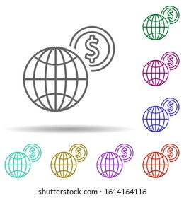 Finance globe in multi color style icon. Simple thin line, outline vector of finance icons for ui and ux, website or mobile application