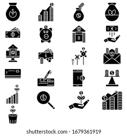 Finance glyph icon set vector