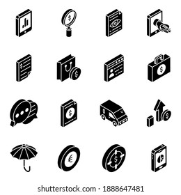 
Finance Glyph Isometric Icons Pack 