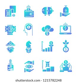 Finance gradient icons set