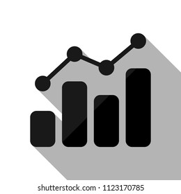 finance grapgic, grow. Black object with long shadow on white background