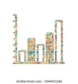 Finance grapgic, grow. Colored mosaic with polygons