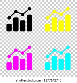 finance grapgic, grow. Colored set of cmyk icons on transparent background