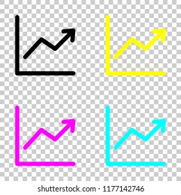 Finance grapgic, grow. Colored set of cmyk icons on transparent background