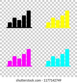 Finance grapgic, grow. Colored set of cmyk icons on transparent background
