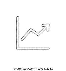 Finance grapgic, grow. Dotted outline silhouette with shadow on white background