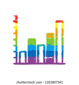 Finance grapgic, grow. Drawing sign with LGBT style, seven colors of rainbow (red, orange, yellow, green, blue, indigo, violet