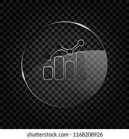 finance grapgic, grow. Icon in circle glass bubble on dark transparent grid. Glass style