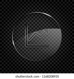 Finance grapgic, grow. Icon in circle glass bubble on dark transparent grid. Glass style