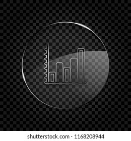 Finance grapgic, grow. Icon in circle glass bubble on dark transparent grid. Glass style