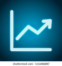 Finance grapgic, grow. Neon style. Light decoration icon. Bright electric symbol