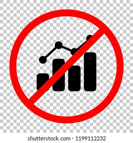 finance grapgic, grow. Not allowed, black object in red warning sign with transparent background
