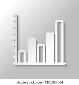 Finance grapgic, grow. Paper style with shadow on gray background
