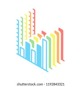 Finance grapgic, grow. Stack of colorful isometric icons on white background