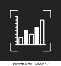 Finance grapgic, grow. White object in camera autofocus on dark background