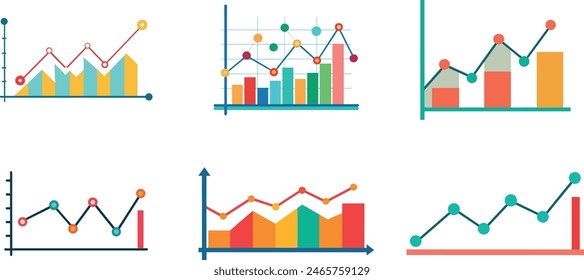 Finance Graph Economy Graph of Vector Illustration Set