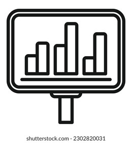 vector de contorno de icono del gráfico de finanzas. Documento de informe. Datos del gráfico