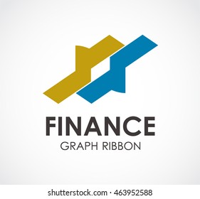 Finance of graph ribbon logo design vector template and abstract progress business symbol of company identity Logotype concept icon.