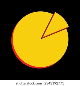 Finance graph sign. 3D Extruded Yellow Icon with Red Sides a Black background. Illustration.