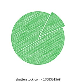 Finance graph sign. Green scribble Icon with solid contour on white background. Illustration.