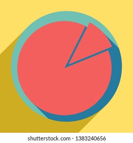 Finance graph sign. Sunset orange icon with llapis lazuli shadow inside medium aquamarine circle with different goldenrod shadow at royal yellow background.