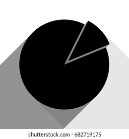 Finance graph sign. Vector. Black icon with two flat gray shadows on white background.