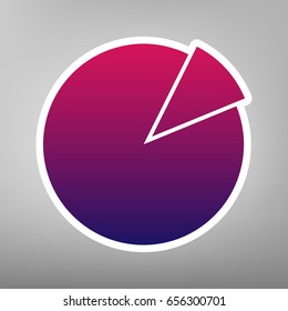 Finance graph sign. Vector. Purple gradient icon on white paper at gray background.