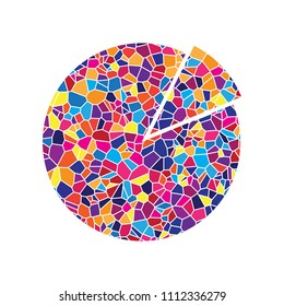 Finance graph sign. Vector. Stained glass icon on white background. Colorful polygons. Isolated.