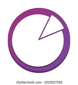 Finance graph sign. Vector. White icon with flat shadow on purpureus circle at white background. Isolated.