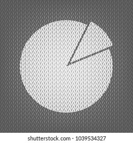 Finance graph sign. Vector. White knitted icon on gray knitted background. Isolated.