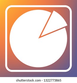 Finance graph sign. Vector. White icon on transparent button at orange-violet gradient background.