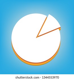 Finance graph sign. Vector. White icon with 3d warm-colored gradient body at sky blue background.