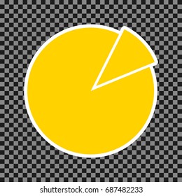 Finance graph sign. Vector. Yellow icon with white contour on dark transparent background.