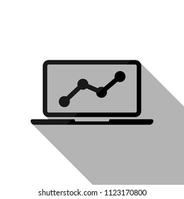Finance graphic, grow. Black object with long shadow on white background